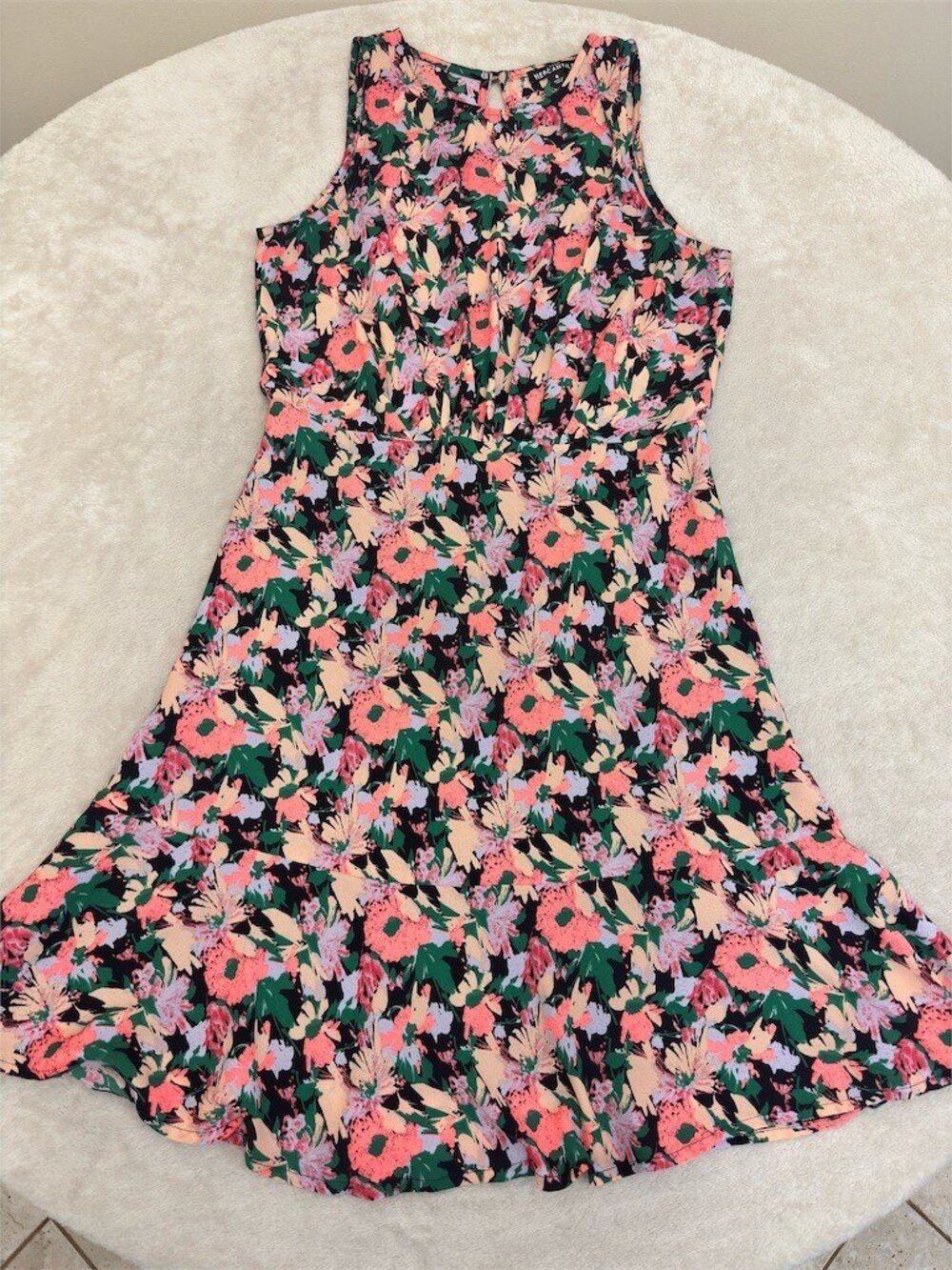 J.Crew Dress Womens Size 4 Black Neon Floral Fit & Flare Knee